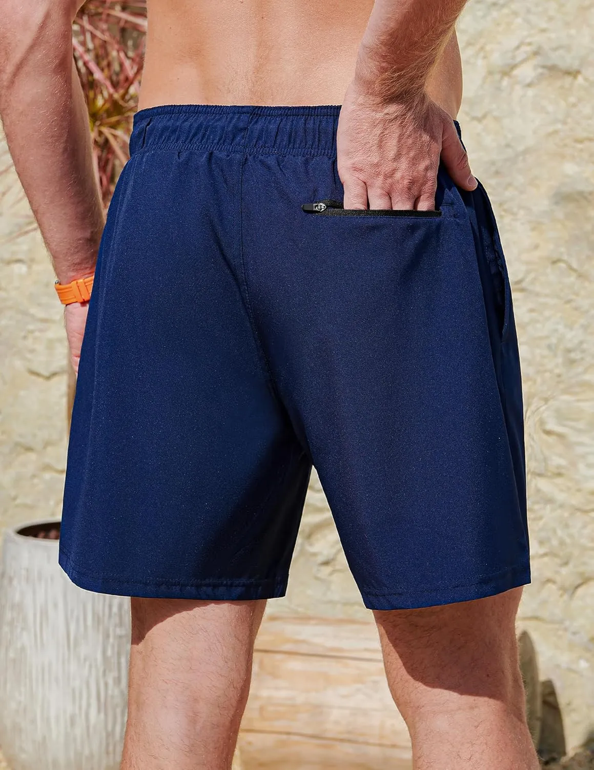 2 Pack: Men's 7" Swim Trunks with Compression Liner, Quick Dry Stretch Swimming Shorts Bathing Suits Swimwear