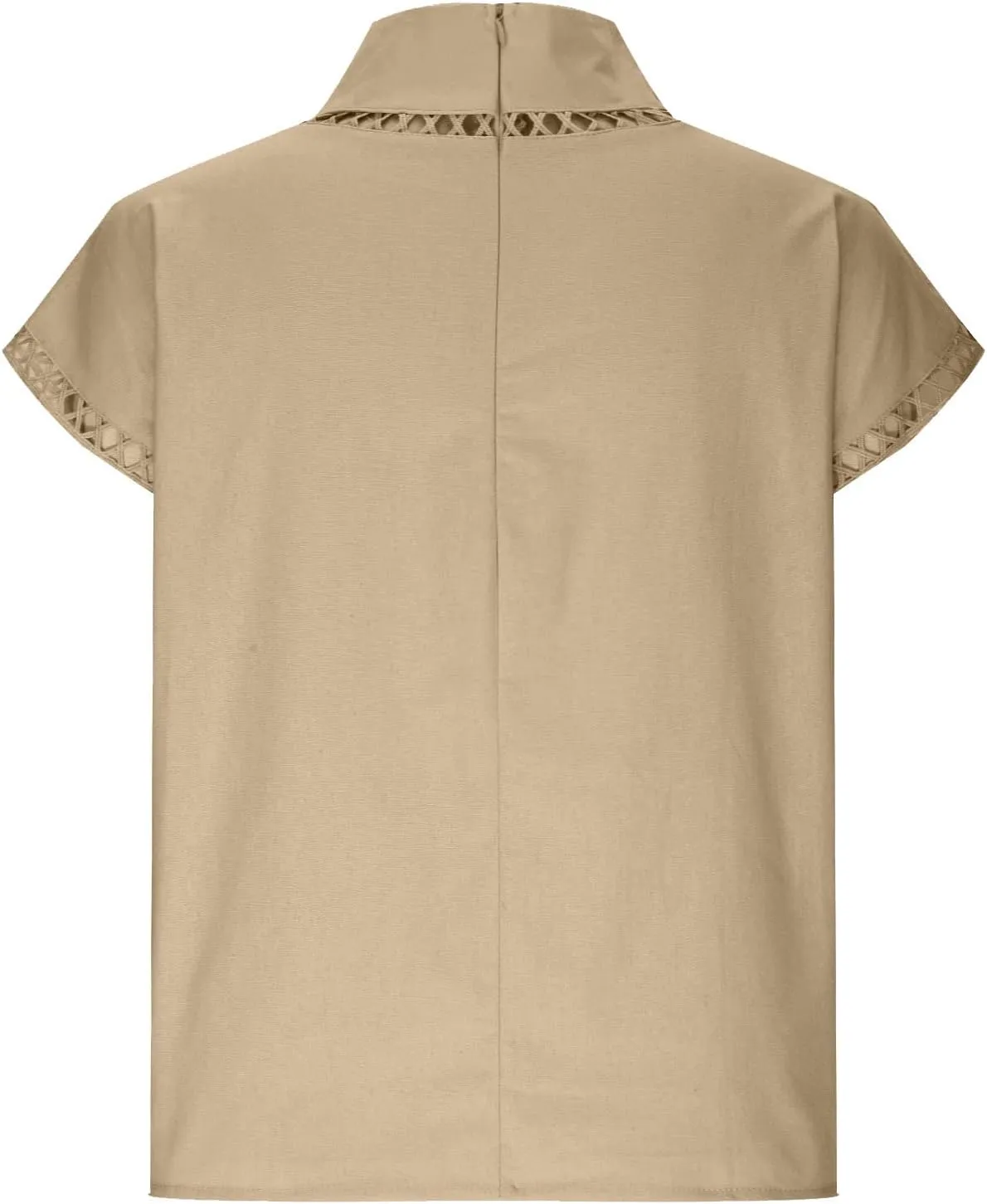 2025 Cotton Linen Tops for Women Summer Casual Cap Sleeve Shirts Loose High Neck Tshirt Teen Girls Dressy Blouses