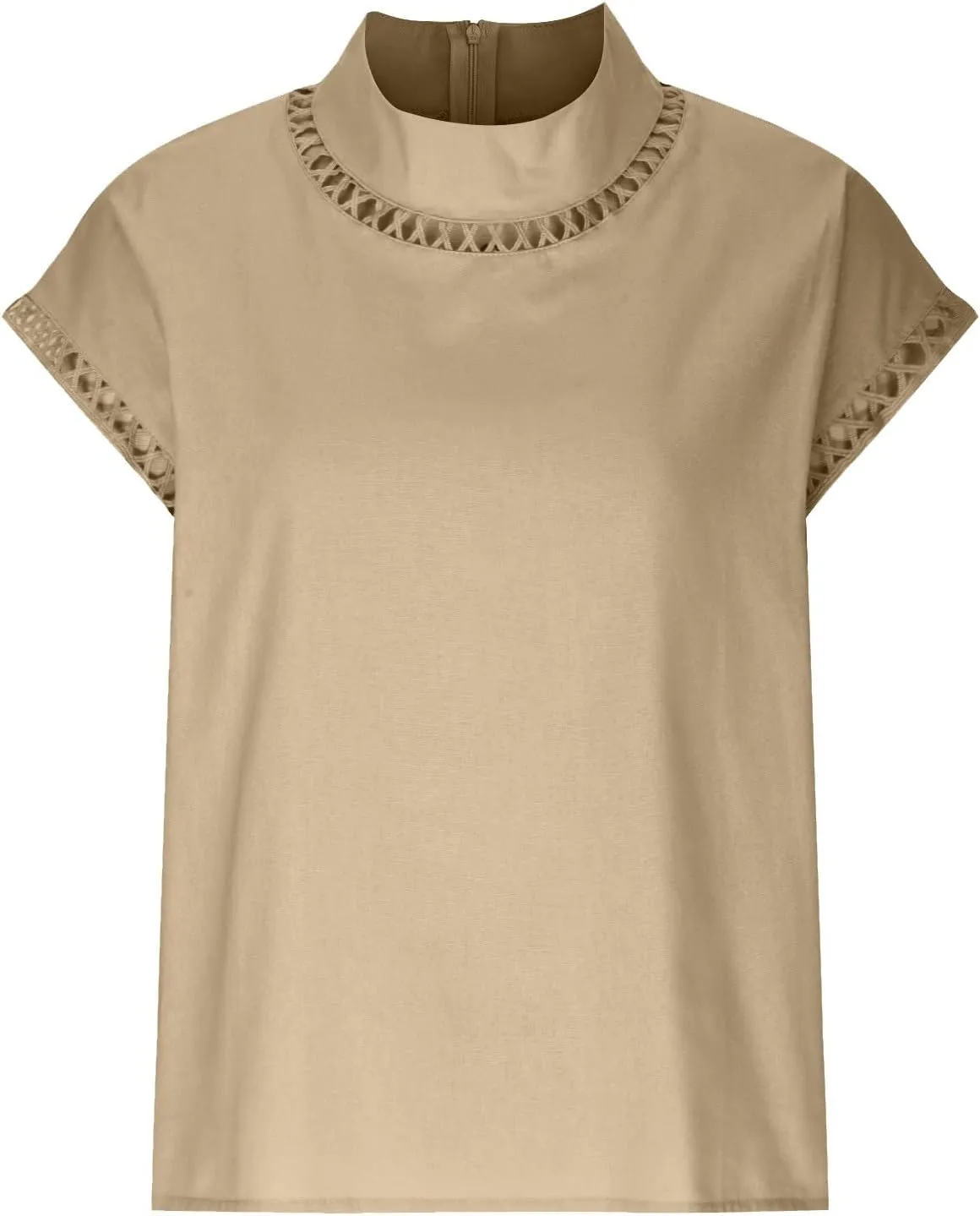 2025 Cotton Linen Tops for Women Summer Casual Cap Sleeve Shirts Loose High Neck Tshirt Teen Girls Dressy Blouses
