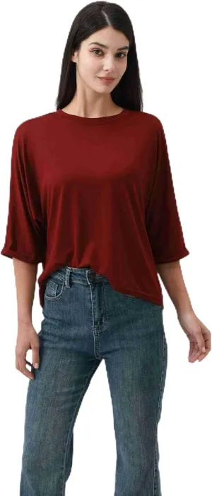 2025 Short Sleeve Spring Tee,Womens Fashion Oversized Tshirts Short Sleeve Crewneck Wine Red, Summer Trendy Clothes