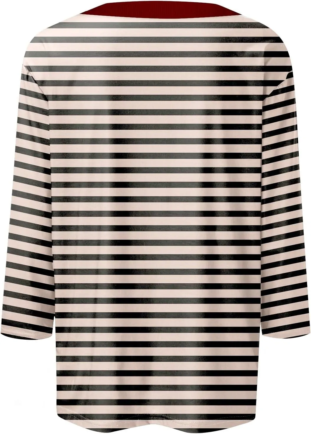 3/4 Length Sleeve Womens Tops Plus Size,Basic Elbow Sleeve Workout Top Striped Shirt Crew Neck 3 Quarter Sleeve Tees