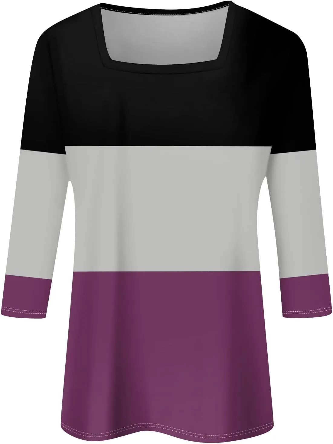 3/4 Length Sleeve Womens Tops,Basic Striped Tshirts Shirts Summer 2024 Gym Blouse Plus Size Athletic Tunic Top
