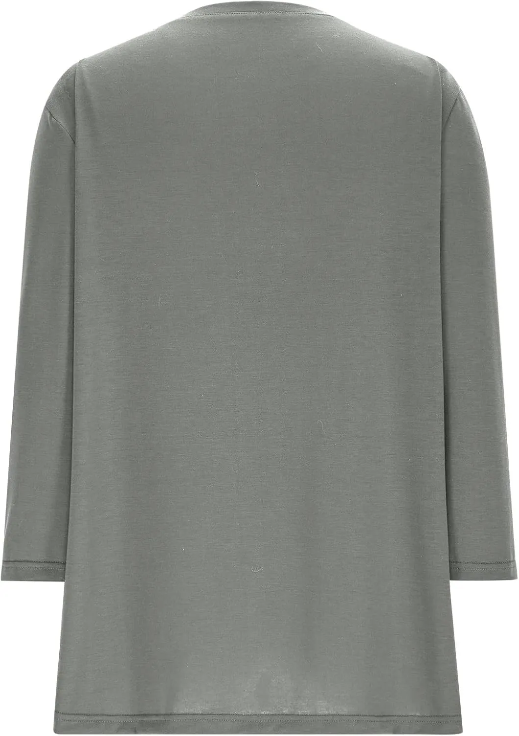 3/4 Sleeves Tops for Womens Solid Color Casual Loose Crewneck Button Tunic Top Comfy Outdoor Active Tee Shirts