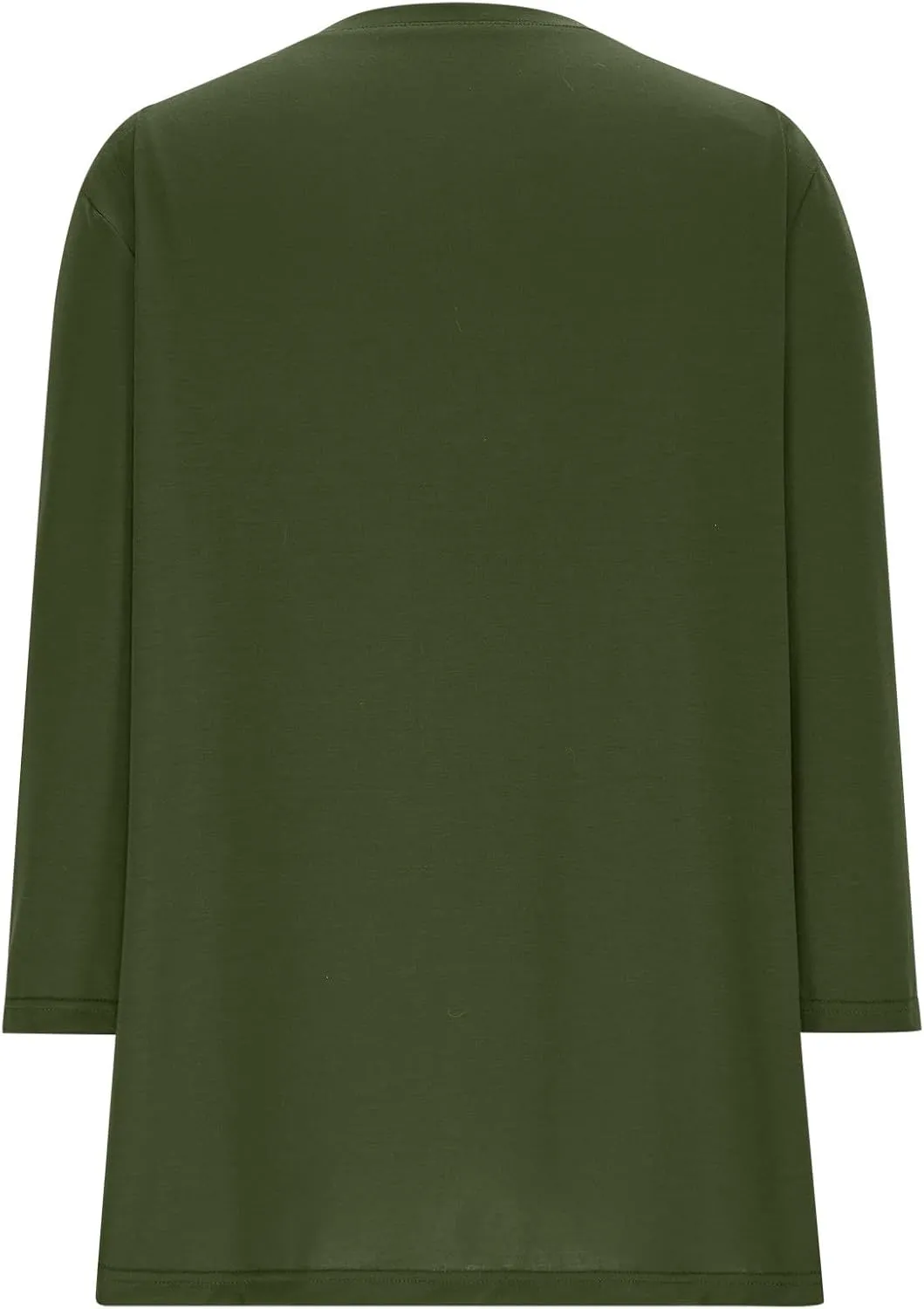 3/4 Sleeves Tops for Womens Solid Color Casual Loose Crewneck Button Tunic Top Comfy Outdoor Active Tee Shirts