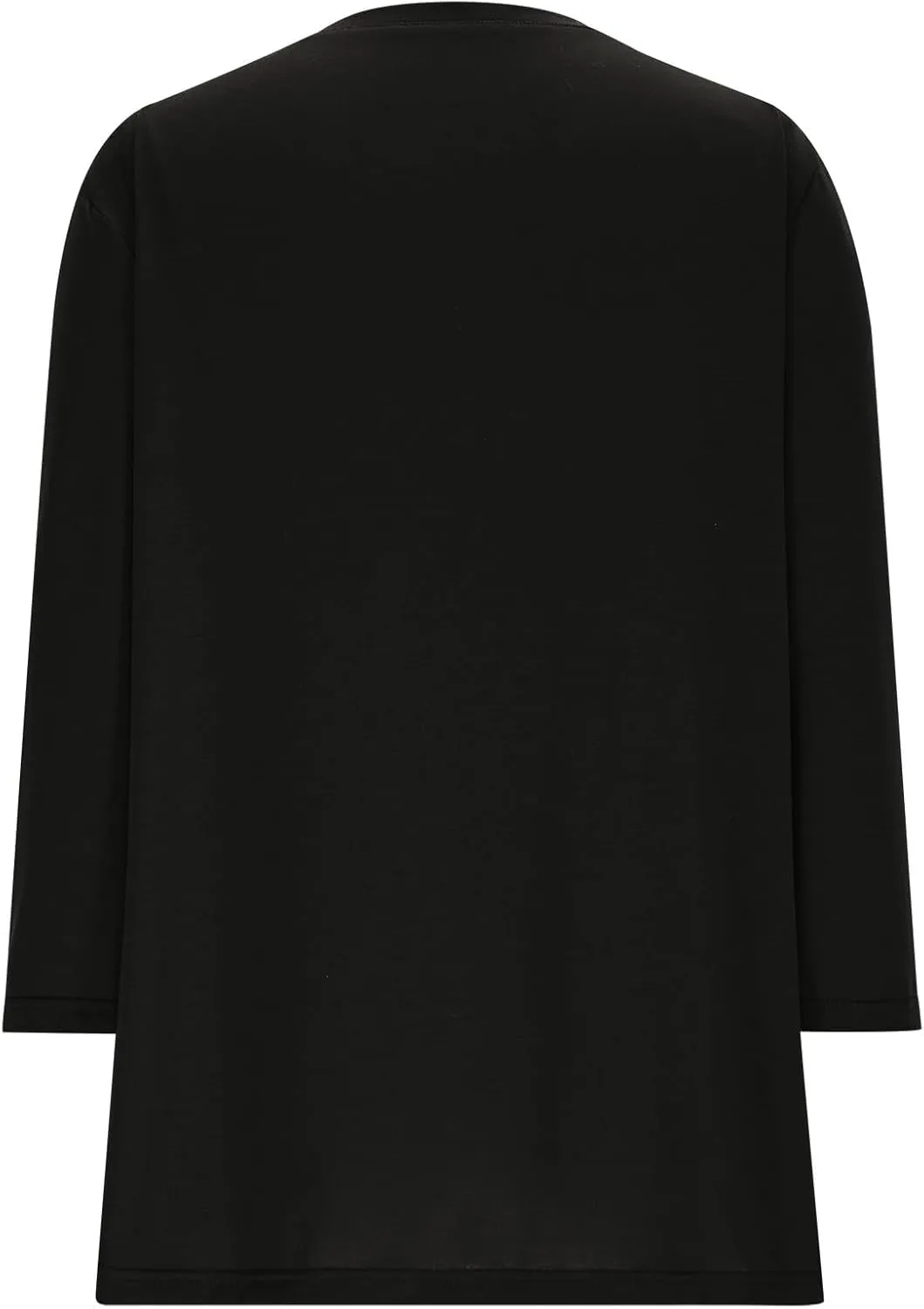 3/4 Sleeves Tops for Womens Solid Color Casual Loose Crewneck Button Tunic Top Comfy Outdoor Active Tee Shirts