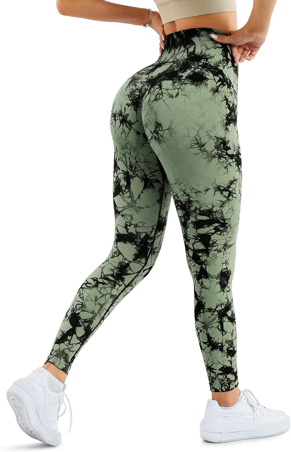 A AGROSTE Women Seamless Workout Leggings with Pockets Scrunch Butt Lifting Gym Leggings High Waisted Yoga Pants