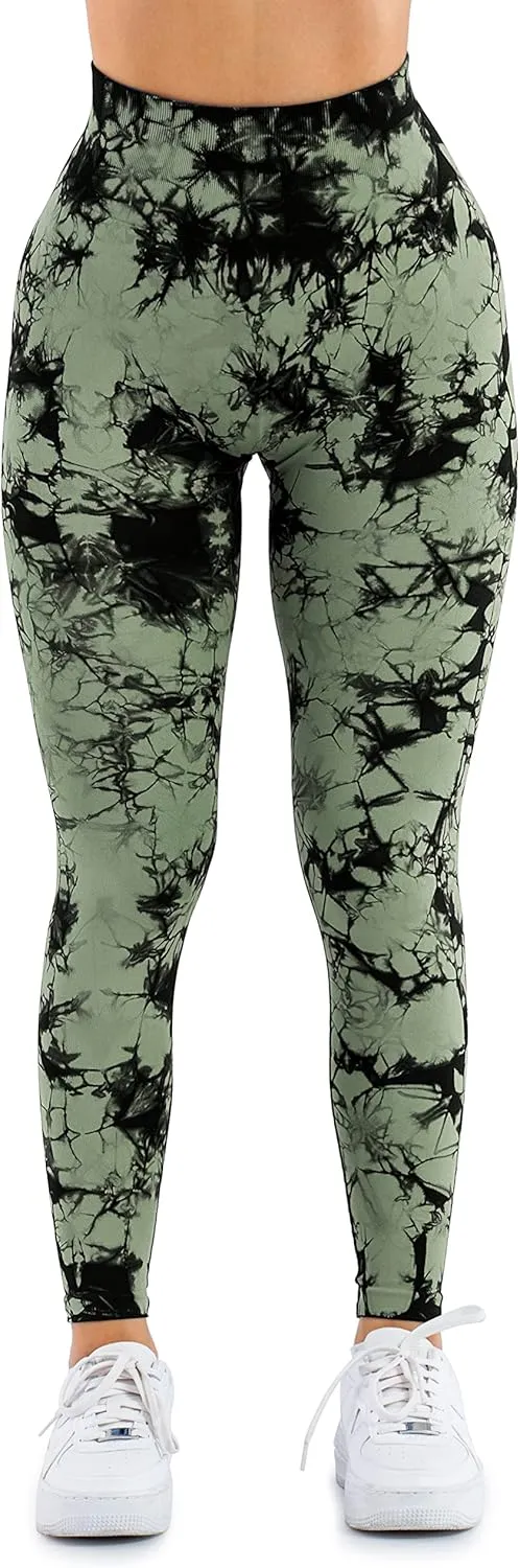 A AGROSTE Women Seamless Workout Leggings with Pockets Scrunch Butt Lifting Gym Leggings High Waisted Yoga Pants