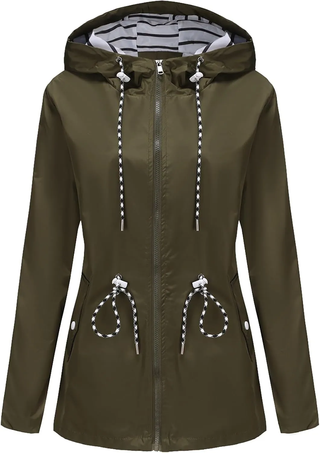 ADJHDFH Women's Rain Jacket Waterproof with Hood Lightweight Packable Raincoat for Hiking Outdoor Windbreaker with Pockets