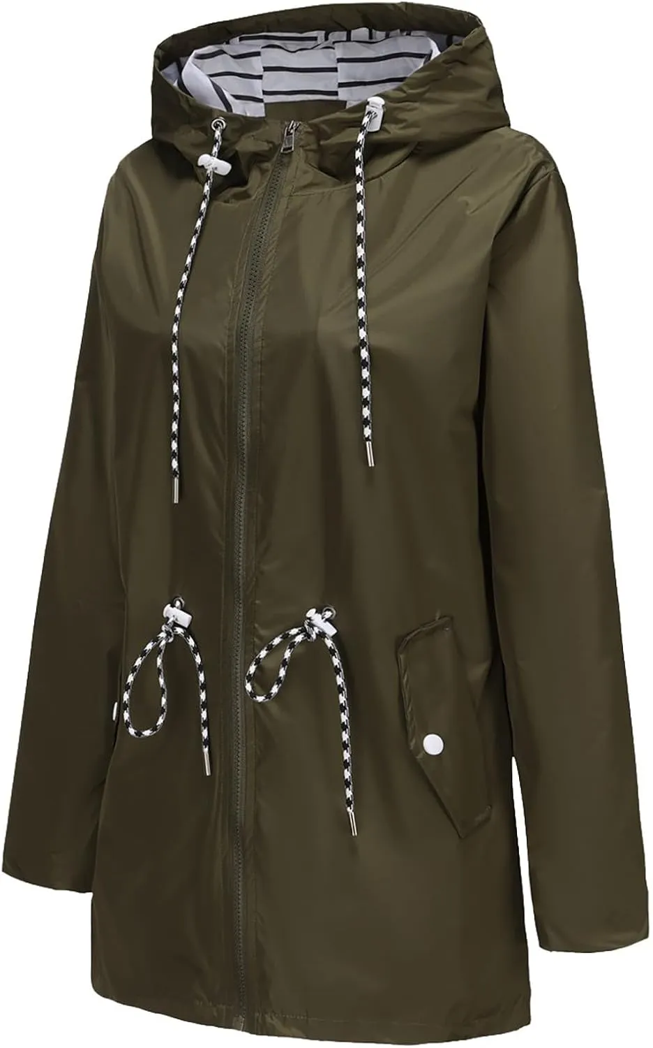 ADJHDFH Women's Rain Jacket Waterproof with Hood Lightweight Packable Raincoat for Hiking Outdoor Windbreaker with Pockets