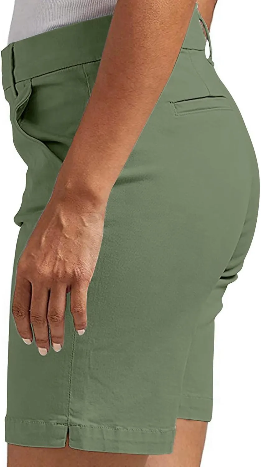 Athletic Shorts for Women High Waisted Chino Pants Straight Leg Short Pants Hiking Summer Shorts with Pockets 2025