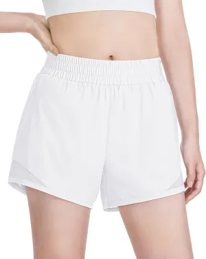 Auranso Girls Athletic Shorts Quick Dry Running Shorts with Mesh Liner and Zip Pockets