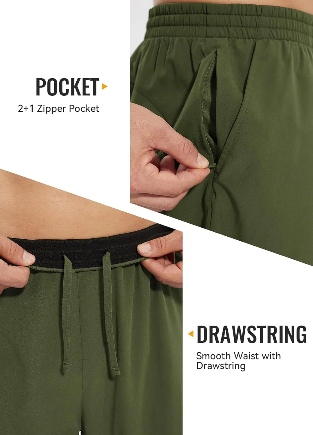 baleaf Men's 7" Running Shorts Quick Dry Workout Athletic Gym Shorts with Zipper Pockets