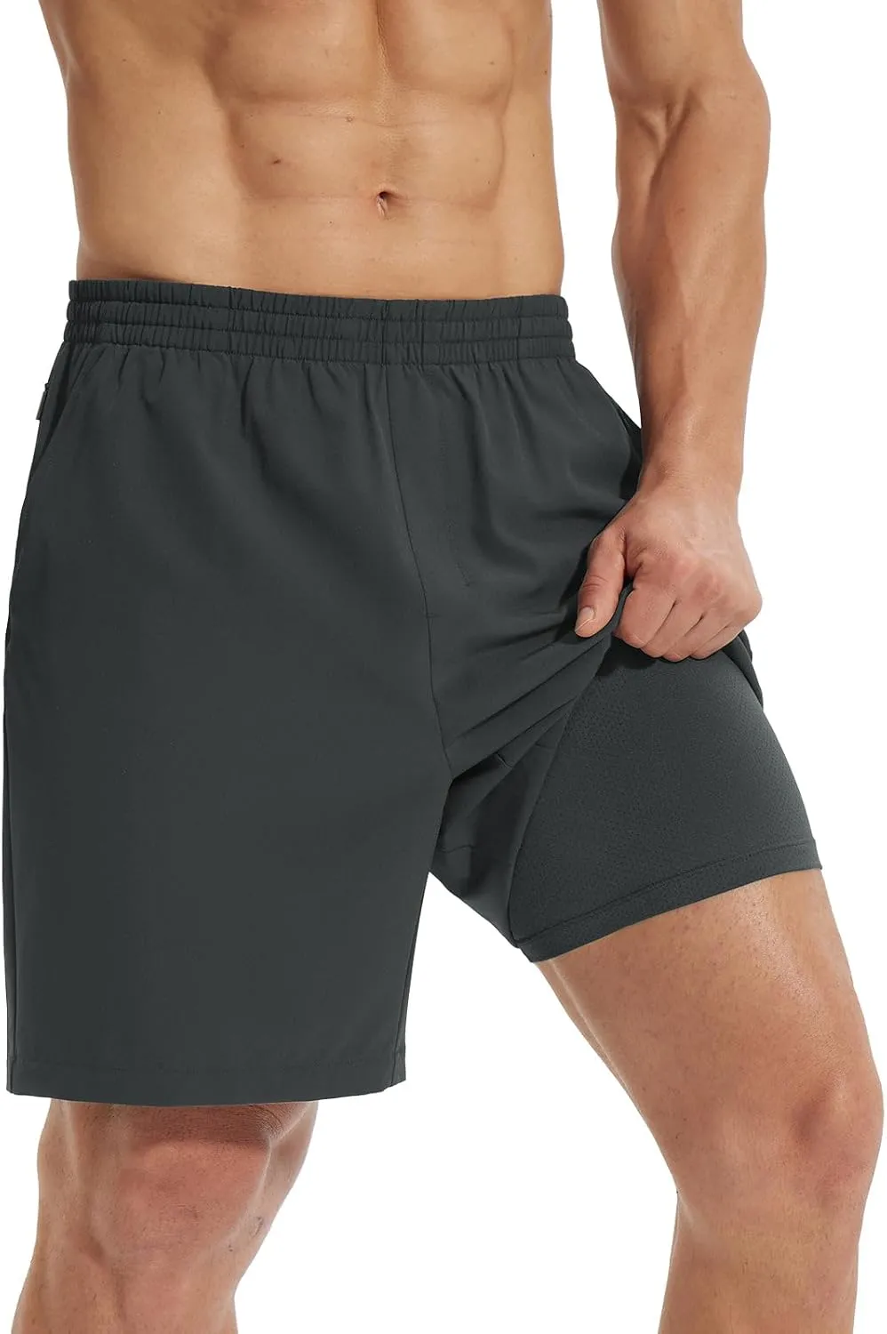baleaf Men's 7" Running Shorts Quick Dry Workout Athletic Gym Shorts with Zipper Pockets