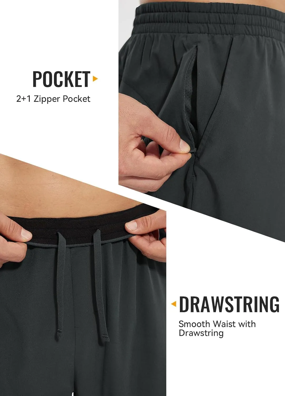 baleaf Men's 7" Running Shorts Quick Dry Workout Athletic Gym Shorts with Zipper Pockets