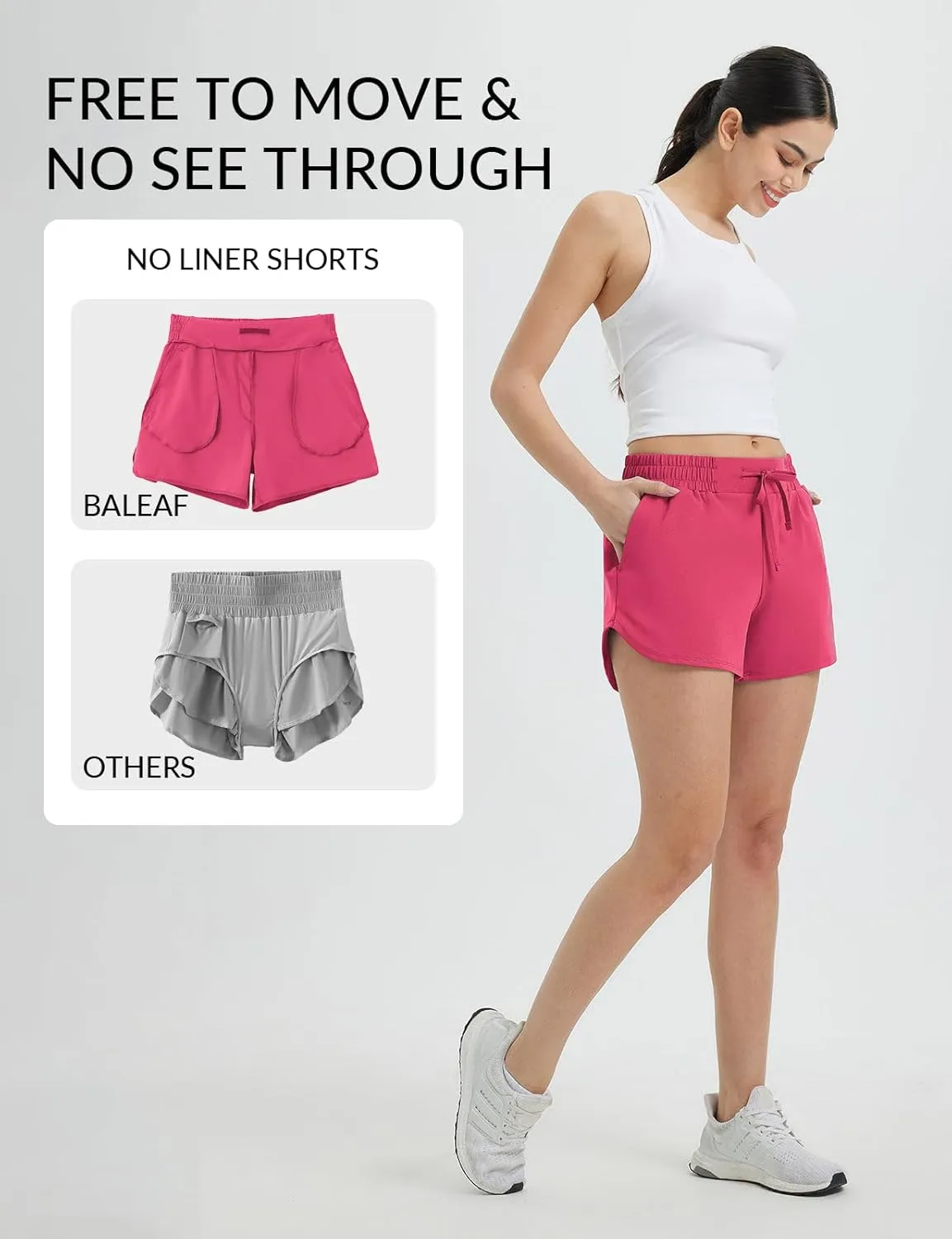baleaf Women's 3.5" Running Shorts Quick Dry with Zipper Pocket Liner Shorts Gym Workout