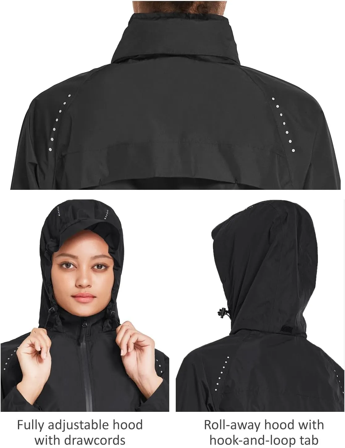 baleaf Women's Rain Jackets Waterproof Windbreaker Packable Running Lightweight Cycling Jacket Reflective Hooded
