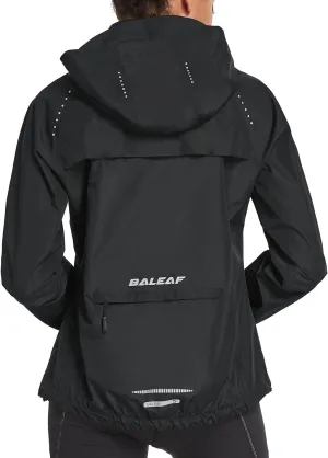 baleaf Women's Rain Jackets Waterproof Windbreaker Packable Running Lightweight Cycling Jacket Reflective Hooded
