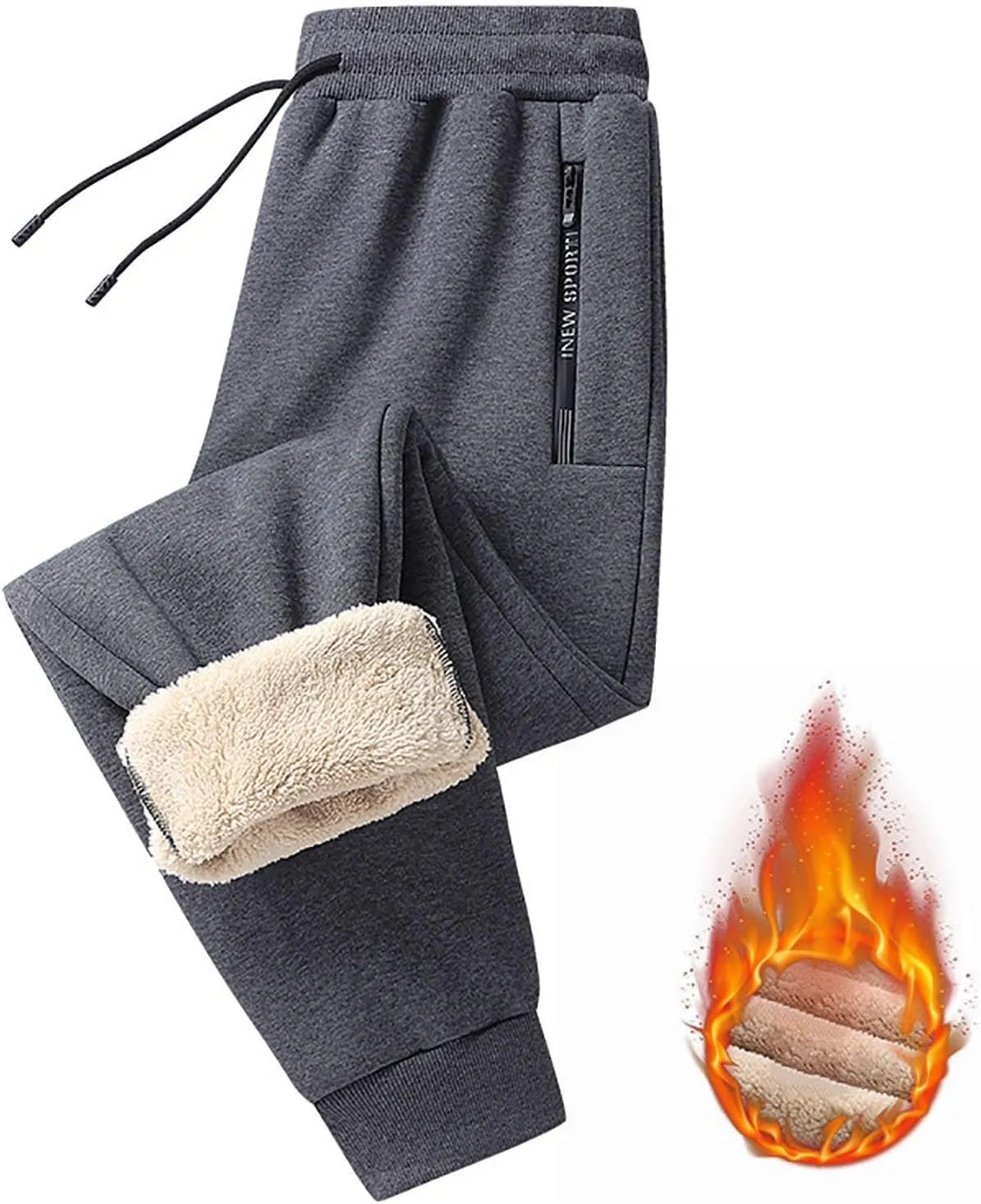 BIFUTON Fleece Lined Pants Men,Winter Pants for Men Cold Weather Athletic Joggers Pants Warm Thick Sweatpants with Pockets