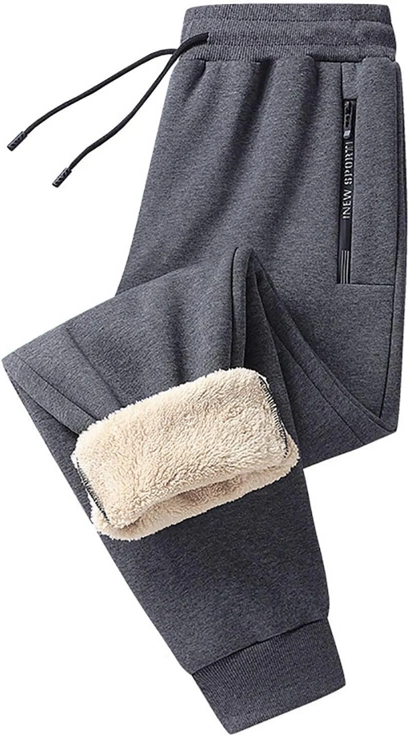 BIFUTON Fleece Lined Pants Men,Winter Pants for Men Cold Weather Athletic Joggers Pants Warm Thick Sweatpants with Pockets