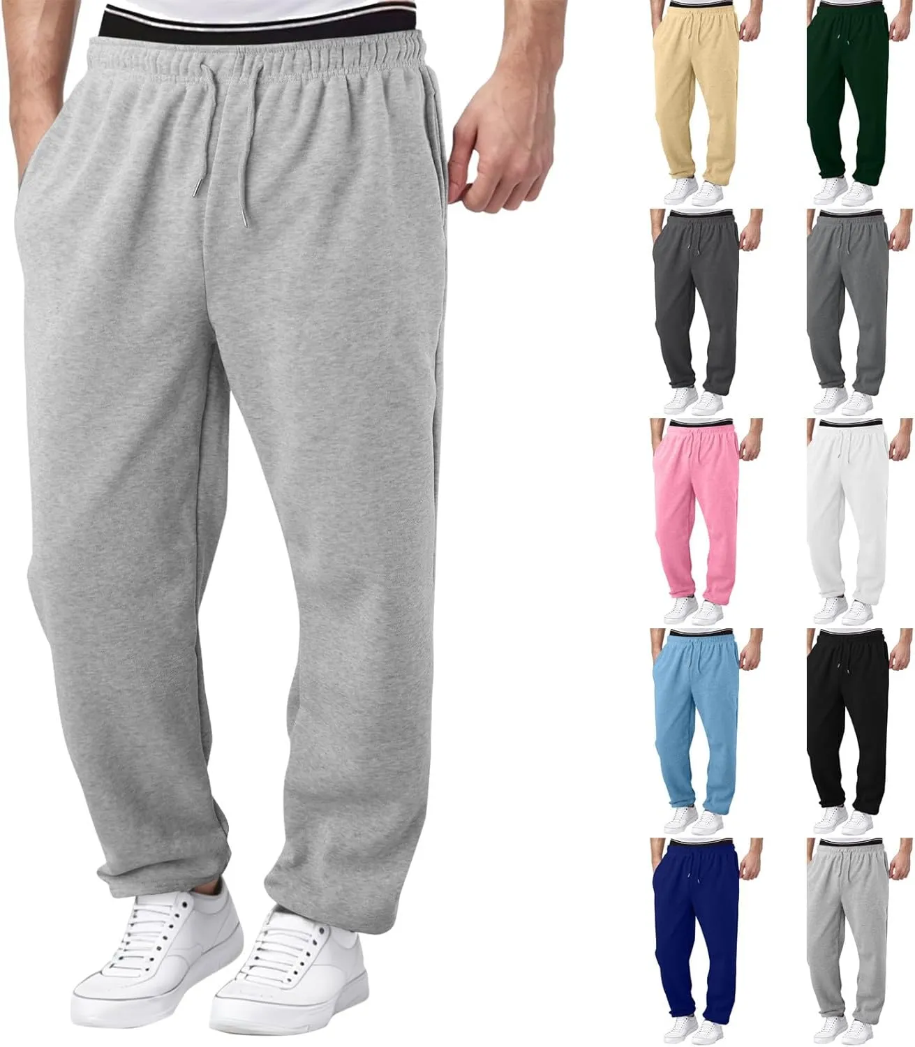 BIFUTON Mens Joggers with Pockets,Sweatpants for Men Big and Tall Fleece Lined Running Pants Drawstring Yoga Pants Trousers