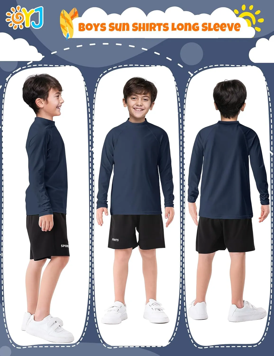 Boys Rash Guard Swim Shirt Long Sleeve Rashguard UPF  50 SPF Sun Water Surfing Shirts for Toddler Kids Youth Teen 2T-16Y