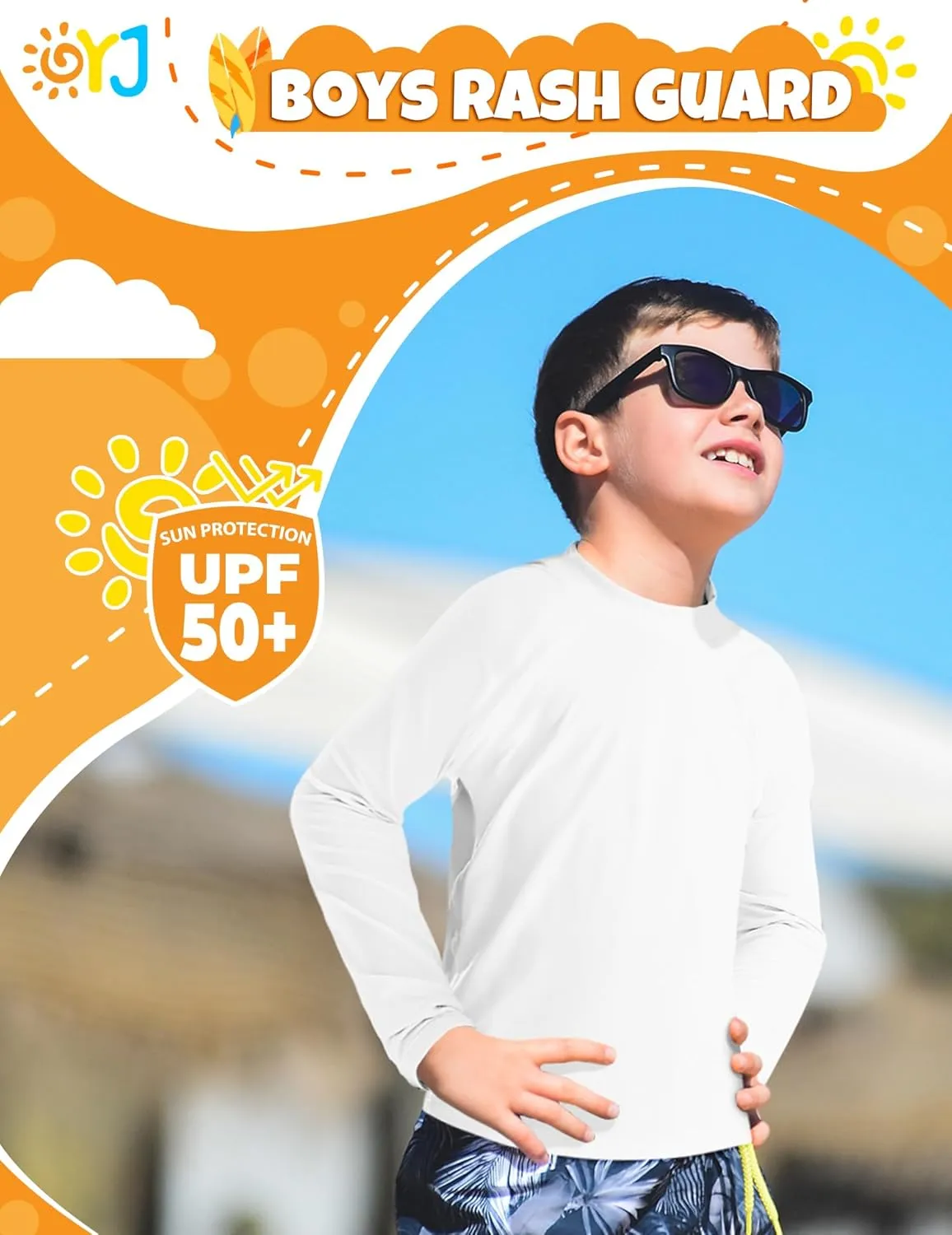 Boys Rash Guard Swim Shirt Long Sleeve Rashguard UPF  50 SPF Sun Water Surfing Shirts for Toddler Kids Youth Teen 2T-16Y