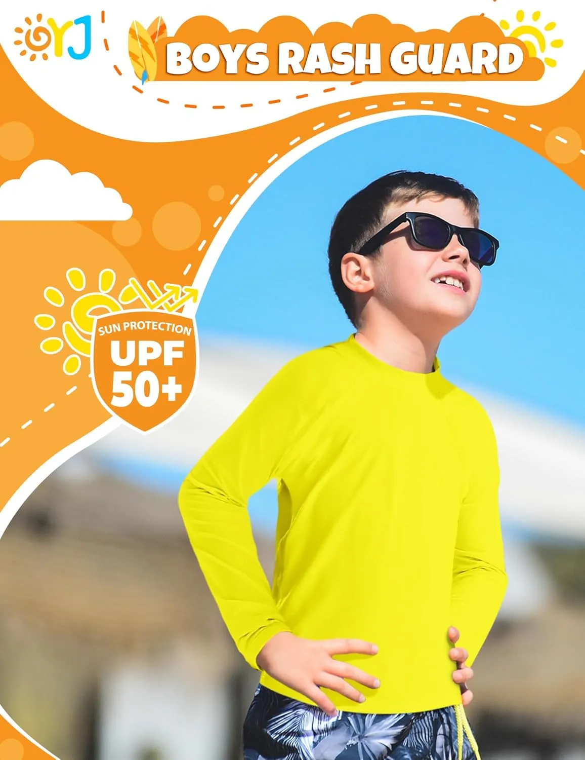 Boys Rash Guard Swim Shirt Long Sleeve Rashguard UPF  50 SPF Sun Water Surfing Shirts for Toddler Kids Youth Teen 2T-16Y
