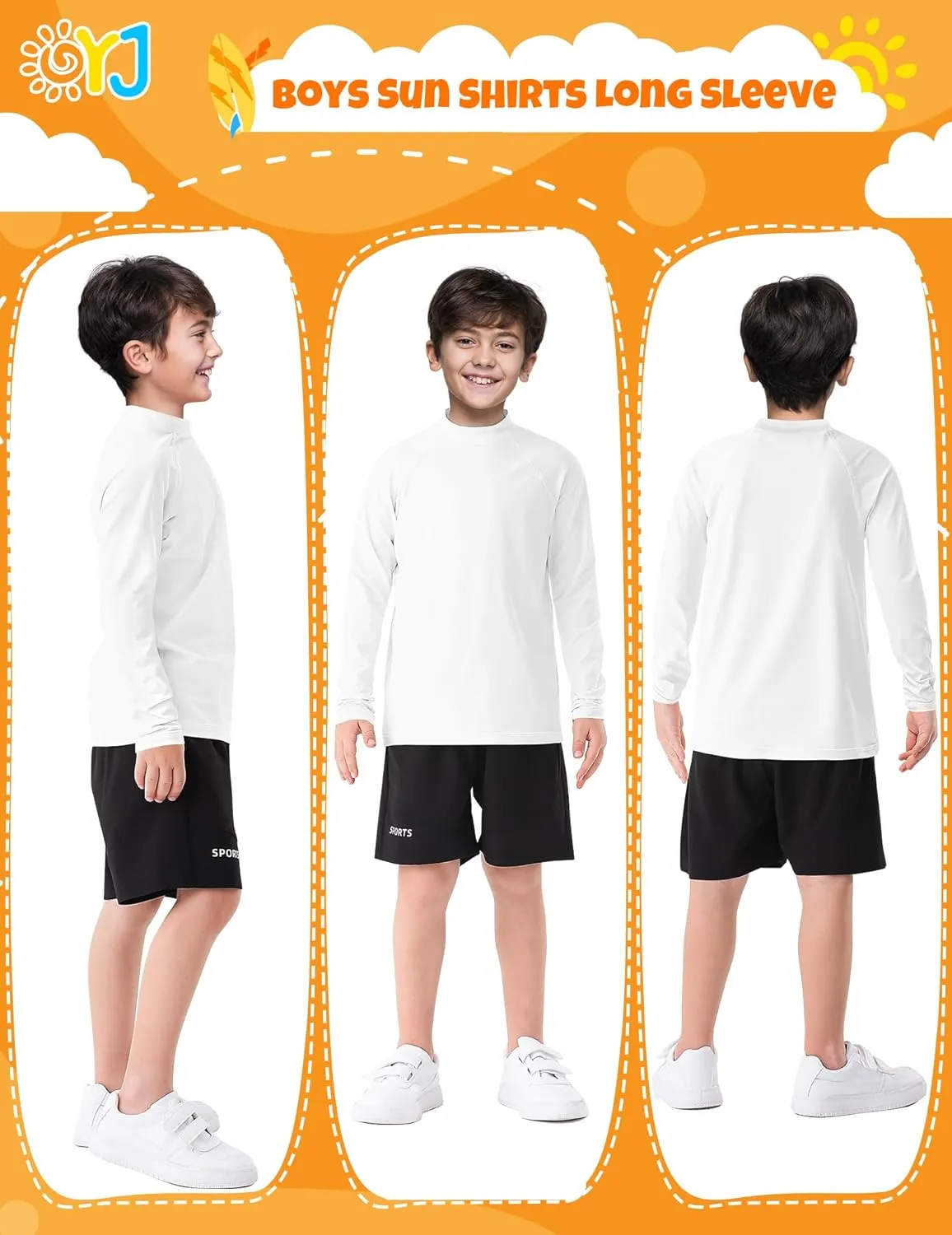 Boys Rash Guard Swim Shirt Long Sleeve Rashguard UPF  50 SPF Sun Water Surfing Shirts for Toddler Kids Youth Teen 2T-16Y