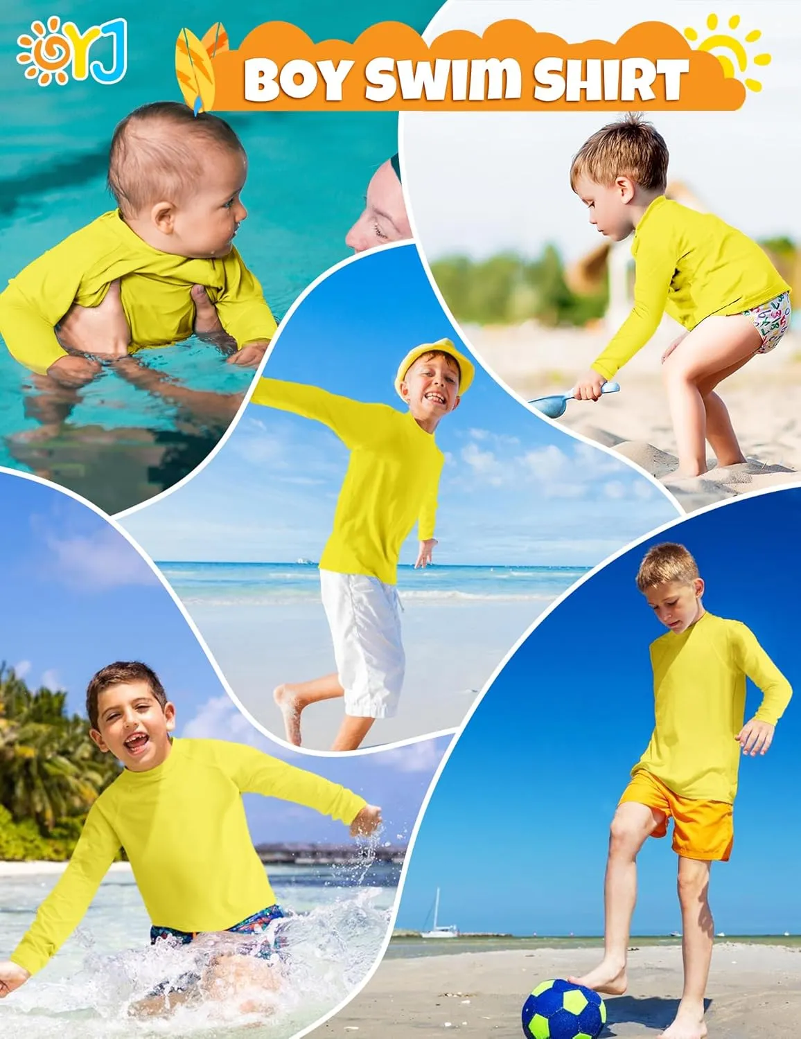 Boys Rash Guard Swim Shirt Long Sleeve Rashguard UPF  50 SPF Sun Water Surfing Shirts for Toddler Kids Youth Teen 2T-16Y