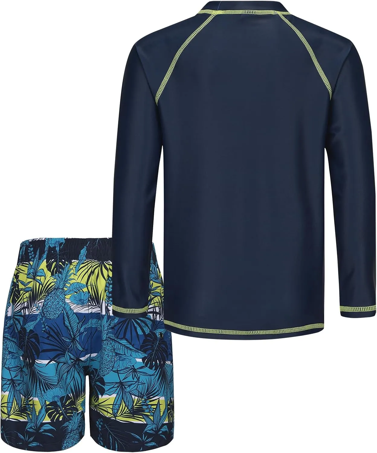 Boys Two Piece Rash guard Swimsuits Set with Swim Trunk Kids Long Sleeve Bathing Suit Swimwear Set