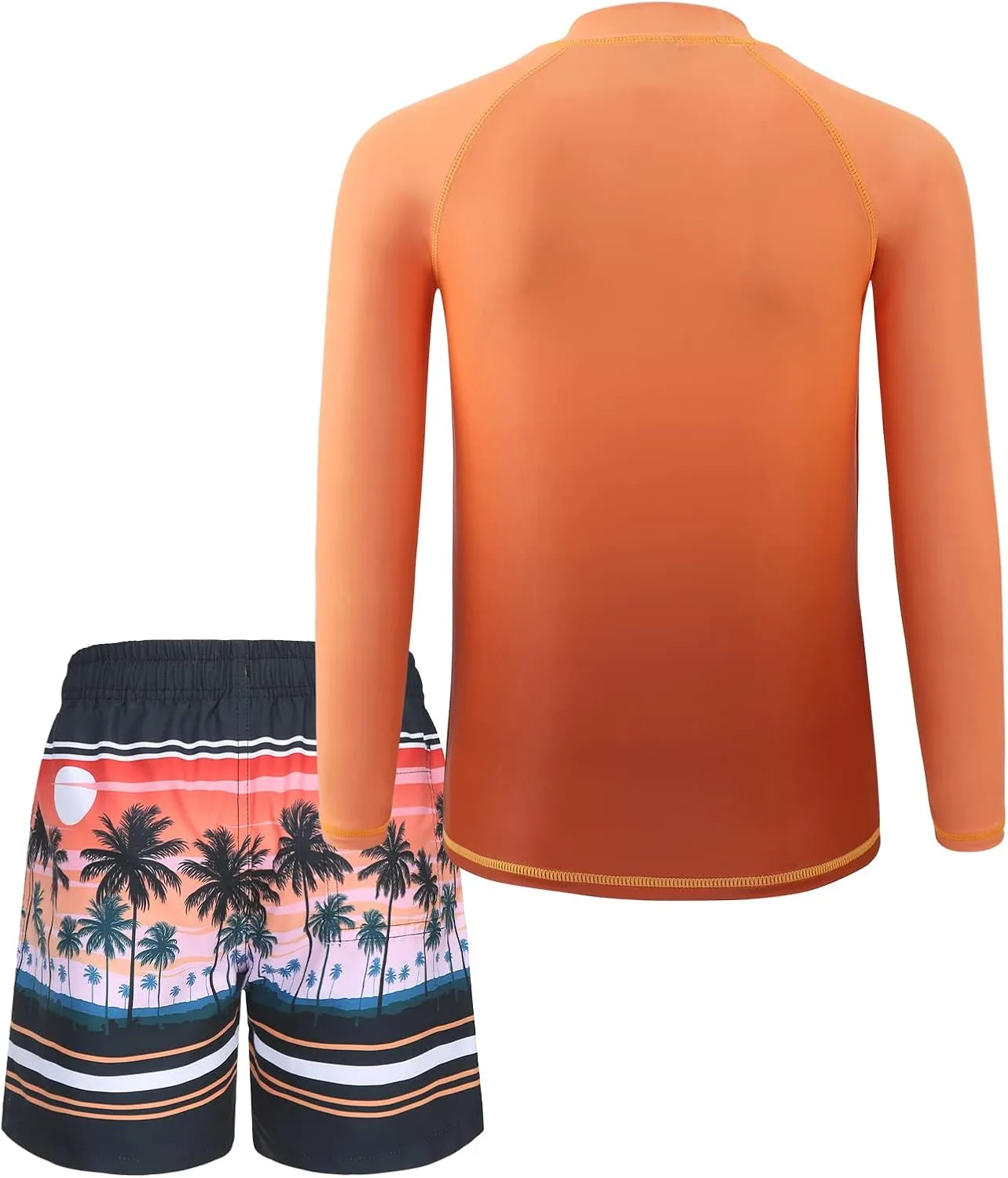 Boys Two Piece Rash Guard Swimsuits Set with Swim Trunk Kids Long Sleeve Bathing Suit Swimwear Set