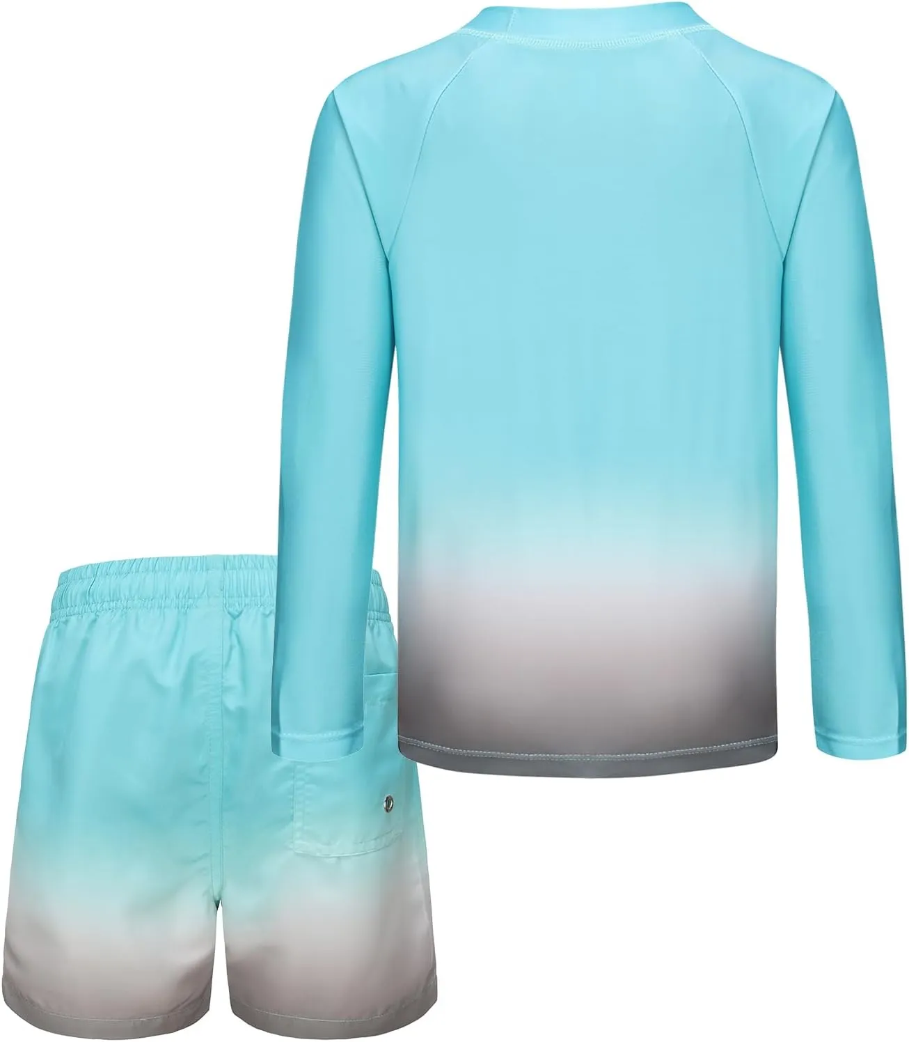Boys Two Piece Rash Guard Swimsuits Set with Swim Trunk Kids Long Sleeve Bathing Suit Swimwear Set