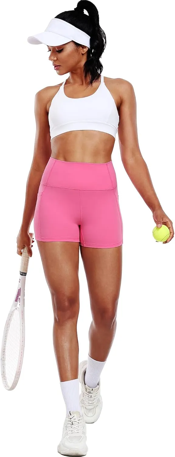 CADMUS Women's Biker Yoga Shorts with Pockets High Waisted Ultra - Comfort Athletic Running Shorts