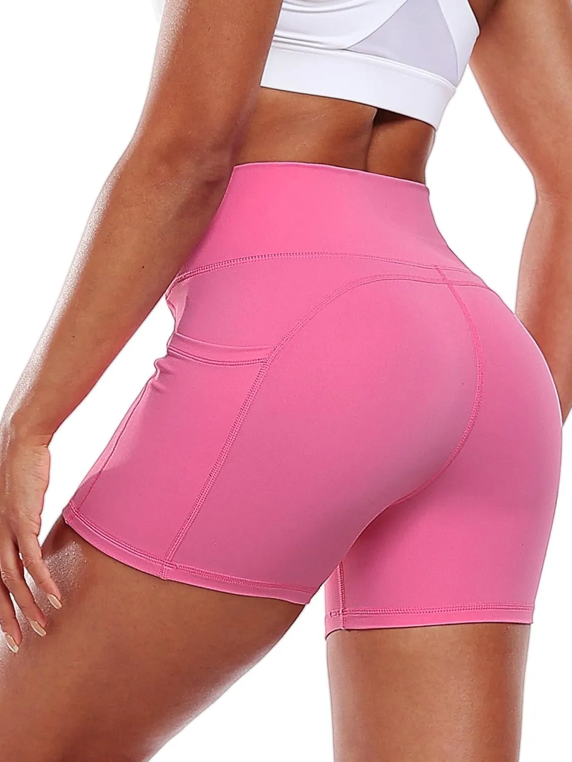 CADMUS Women's Biker Yoga Shorts with Pockets High Waisted Ultra - Comfort Athletic Running Shorts