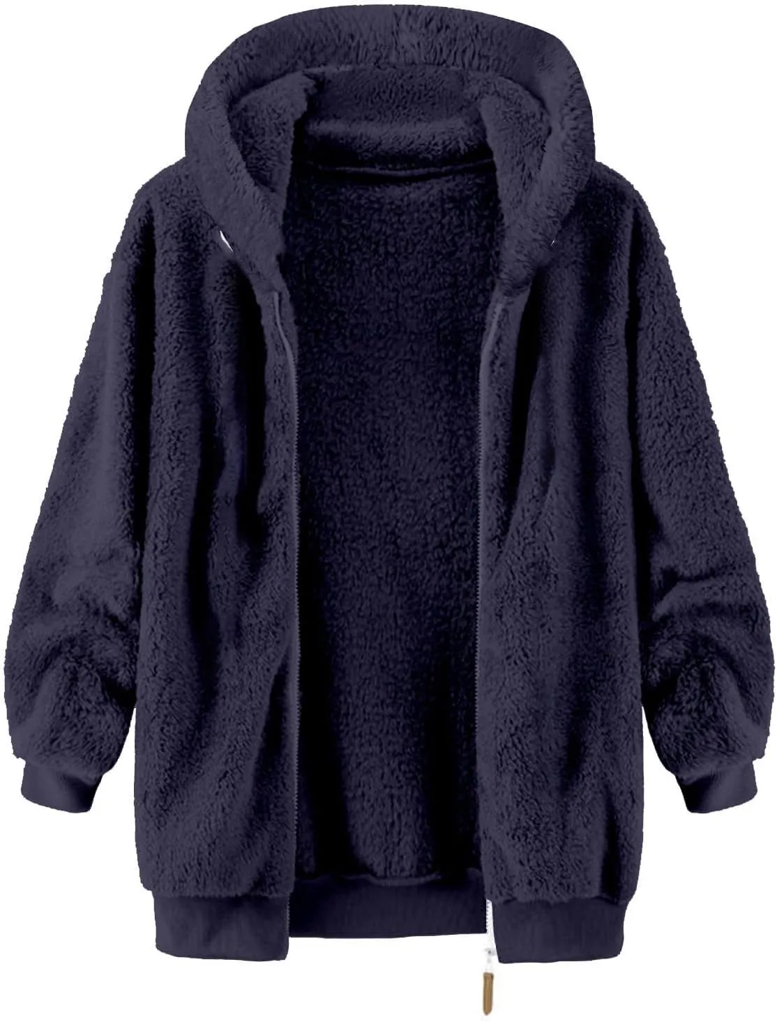 Cambkatl Men's Fuzzy Sherpa Hoodie Jacket Athletic Fleece Long Sleeve Loose Soft Zip Up Hooded Sweatshirt Sports Coat