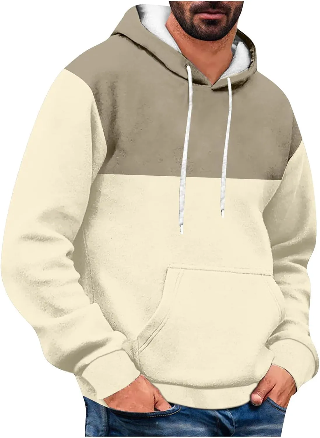 Cambkatl Men's Pullover Color Block Hoodie Long Sleeve Drawstring Casual Athletic Hooded Sweatshirts with Kangaroo Pocket