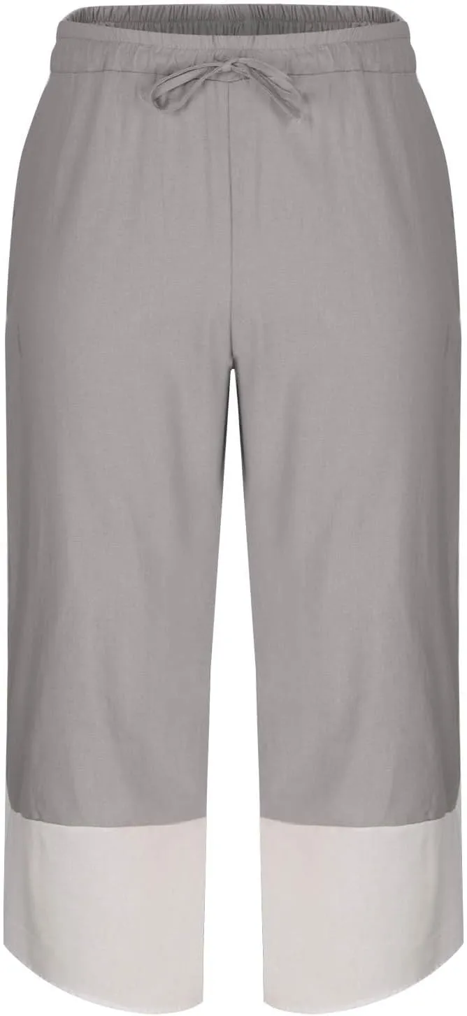 Capri Pants for Men Capri Quick Dry 3/4 Length Pants Drawstring Elastic Waist Casual Beach Boho Yoga Trousers