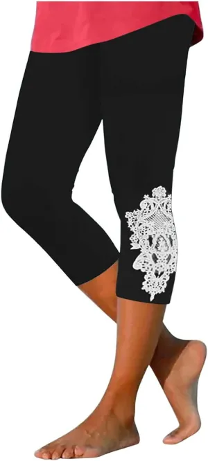 Capri Yoga Leggings for Women High Waisted Leggings Tummy Control Leggings Workout Gym Leggings Fashion Leggings