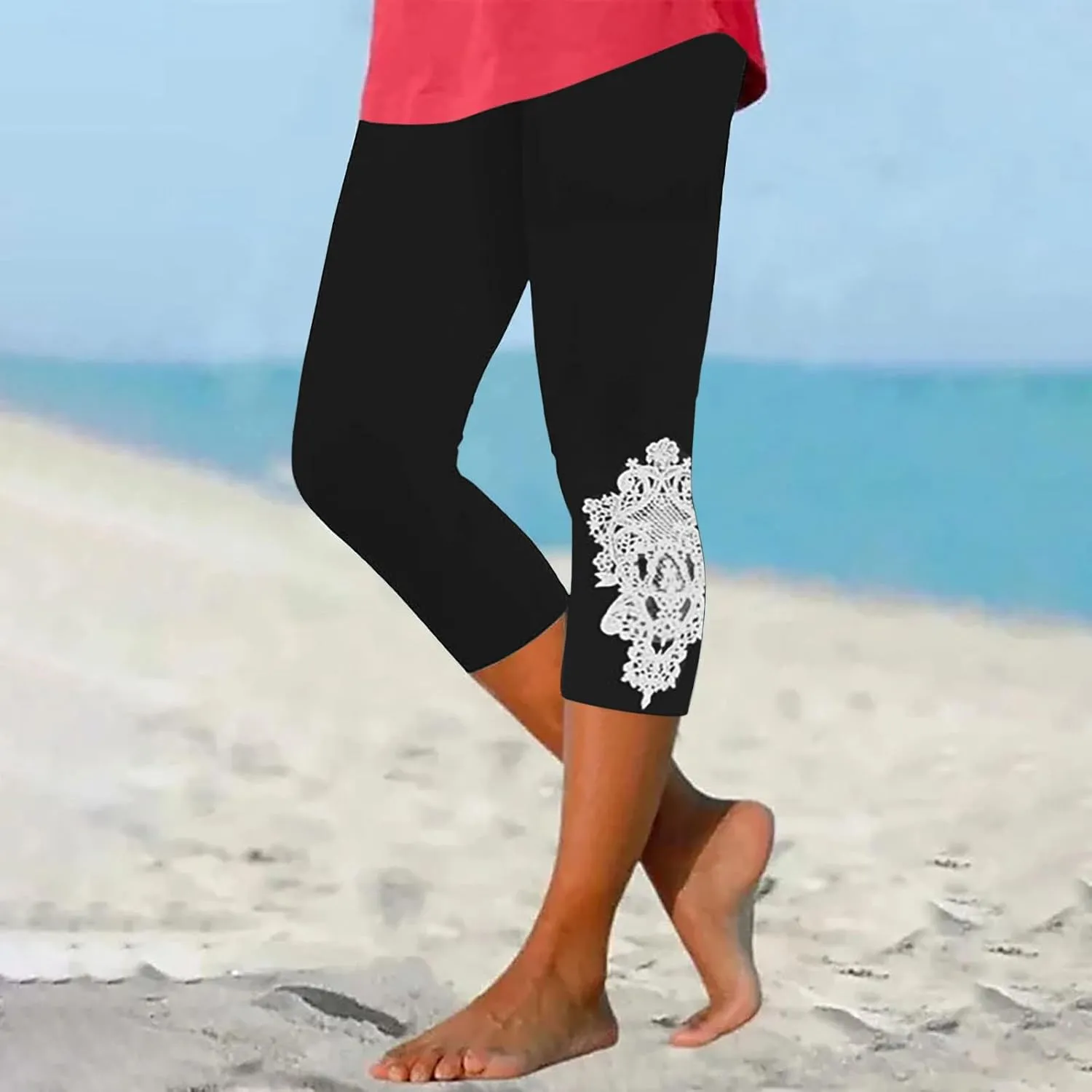 Capri Yoga Leggings for Women High Waisted Leggings Tummy Control Leggings Workout Gym Leggings Fashion Leggings