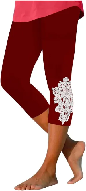 Capri Yoga Leggings for Women High Waisted Leggings Tummy Control Leggings Workout Gym Leggings Fashion Leggings