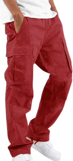 Cargo Pants for Men, Mens Cargo Pants Casual Joggers Athletic Pants Cotton Loose Straight Sweatpants with Pockets
