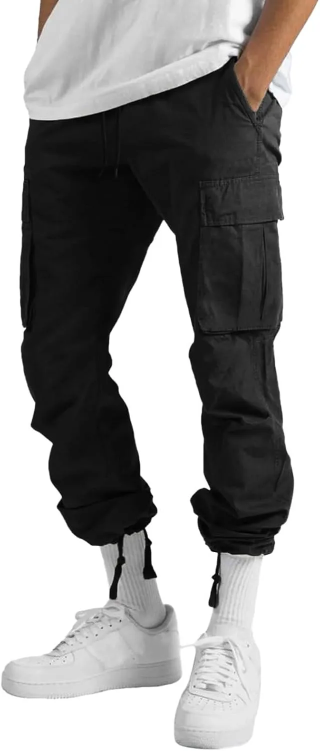 Cargo Pants for Men, Mens Cargo Pants Casual Joggers Athletic Pants Cotton Loose Straight Sweatpants with Pockets