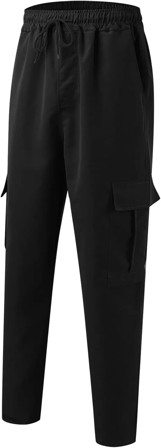 Cargo Pants for Men Relaxed Fit Big and Tall Elastic Waist Sweatpants Lightweight Drawstring Strech Workout Casual Trousers