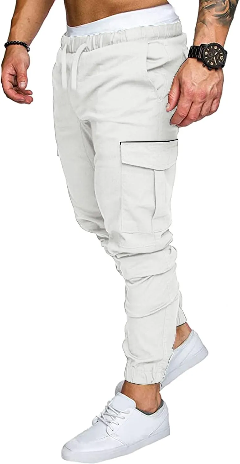Cargo Pants for Men Relaxed Fit Mens Cargo Pants Sweatpants with Zipper Pockets Workout Cycling Gym Pants Men Joggers
