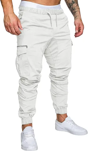 Cargo Pants for Men Relaxed Fit Mens Cargo Pants Sweatpants with Zipper Pockets Workout Cycling Gym Pants Men Joggers