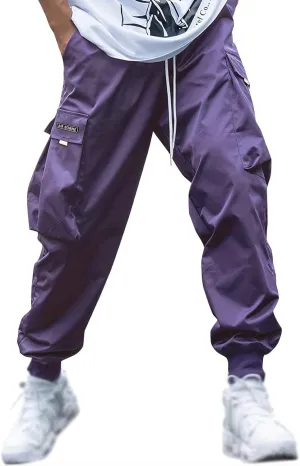 Cargo Pants for Men Wide Leg Pockets Elastic Waist Slim Legs Fashion Leisure Style Elasticity Comfy Fashion Trousers