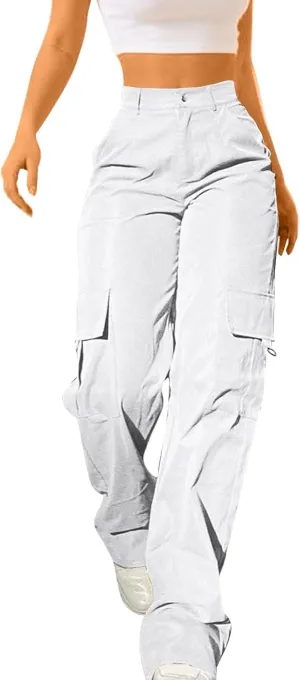 Cargo Pants for Women High Waisted Casual Hiking Streetwear Trousers with Pockets Y2k Straight Athletic Outdoor Pant