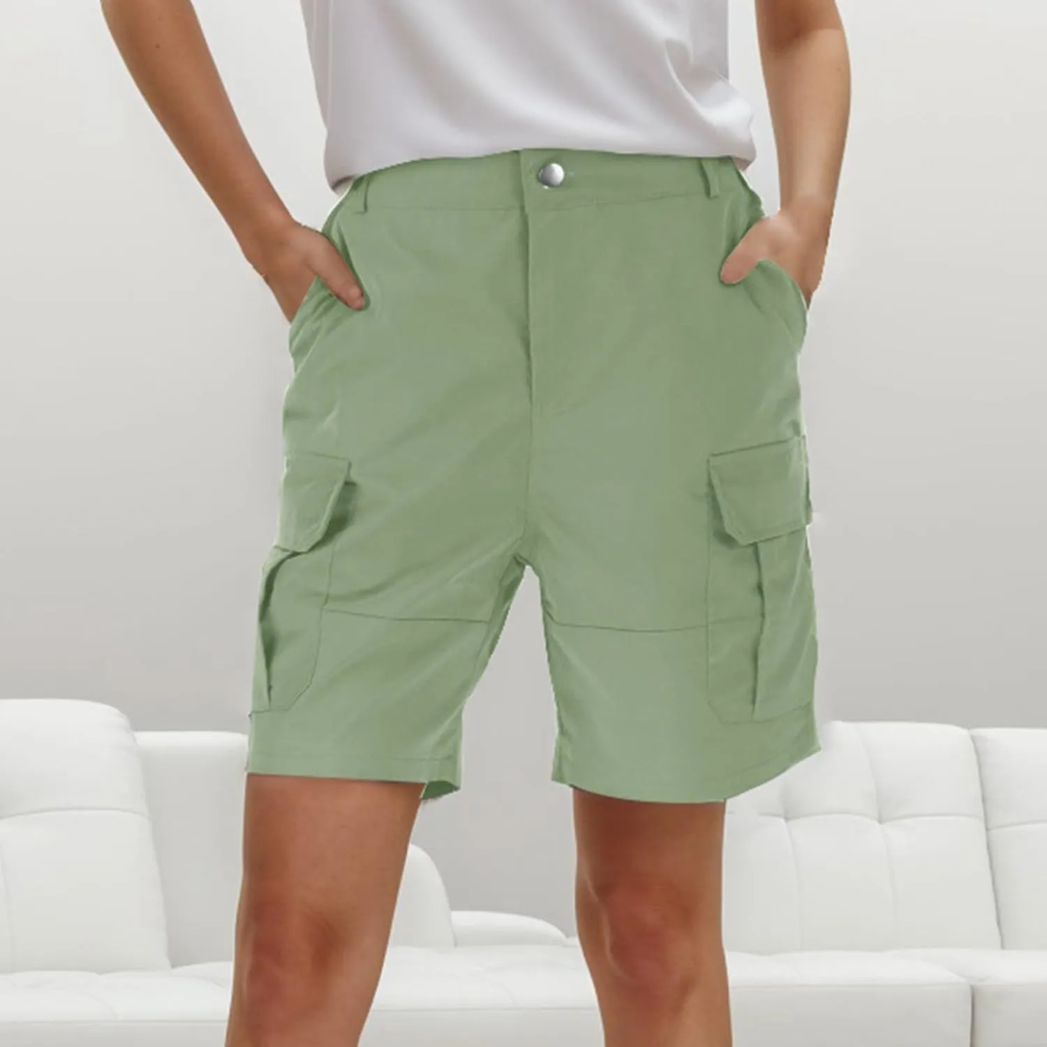 Cargo Shorts for Women Casual Summer Pants Chino Shorts Lightweight Sport Shorts Elastic Waist Boxer Short Yoga Short