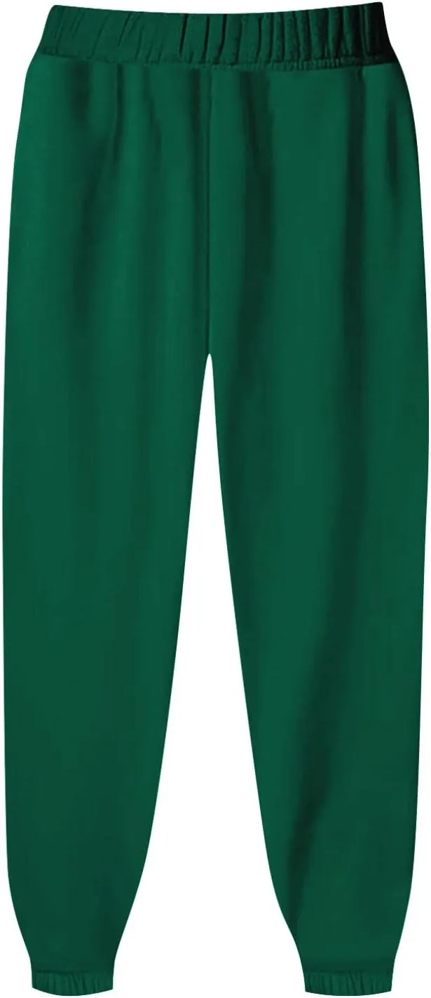 Cargo Sweat Pants Women Pockets Solid Color Straight Athletic Fleece Bottom Elastic Waisted Workout Baggy Sweatpant