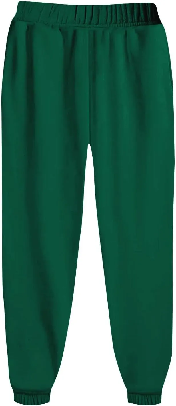 Cargo Sweat Pants Women Pockets Solid Color Straight Athletic Fleece Bottom Elastic Waisted Workout Baggy Sweatpant